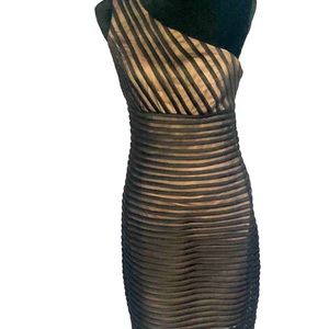 Black and Beige asymmetrical dress